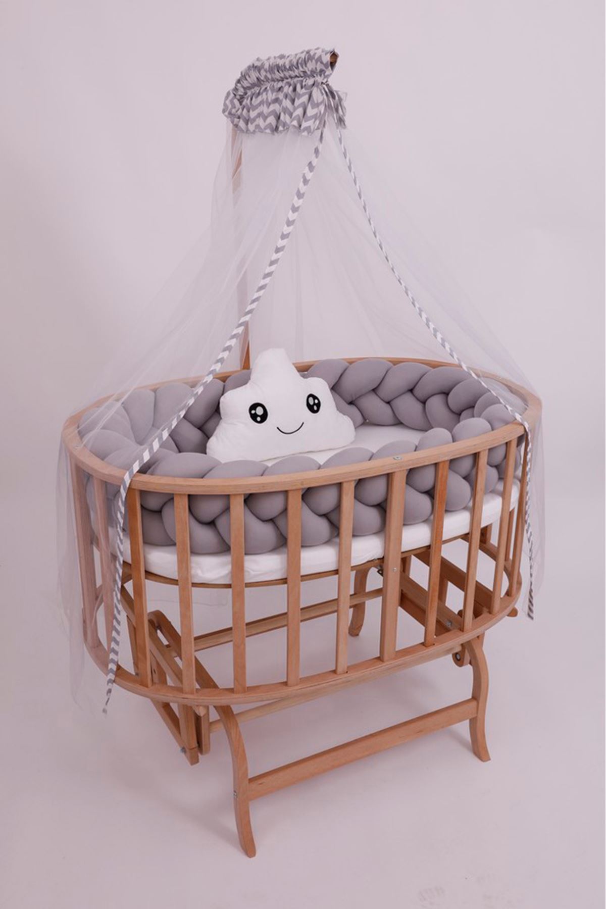 Natural Color Basket Cradle with Gray Weave Side Protection