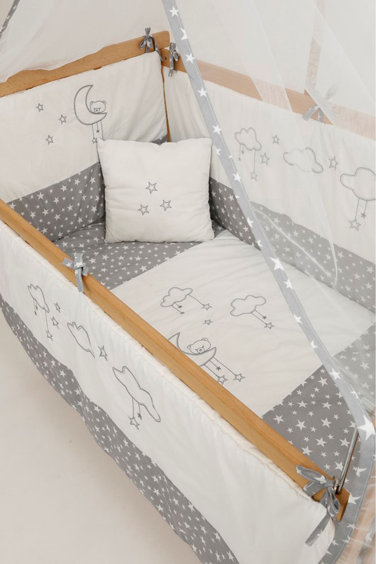 Gray Star Sleeping Set Natural Bed Cradle