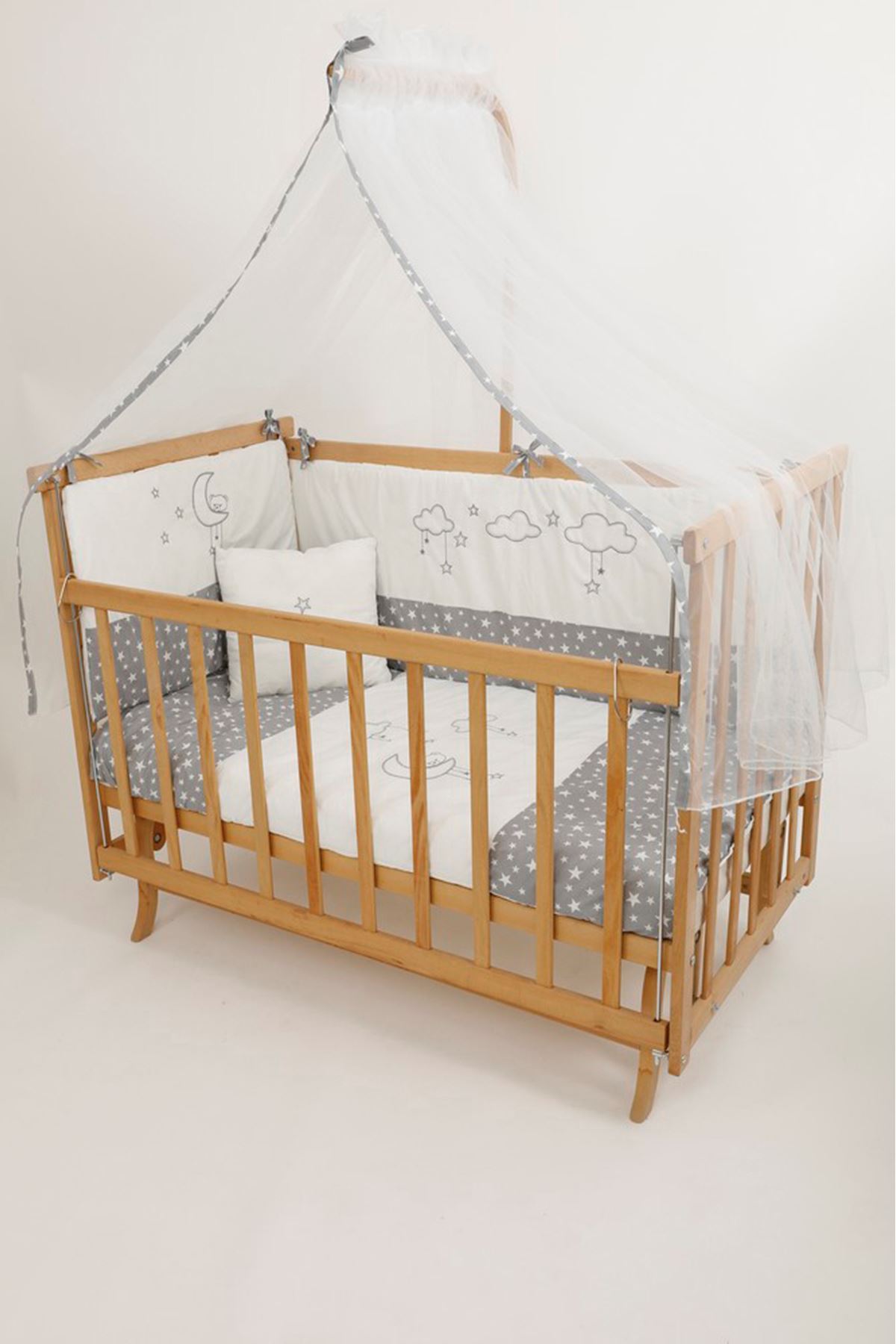 Gray Star Sleeping Set Natural Bed Cradle