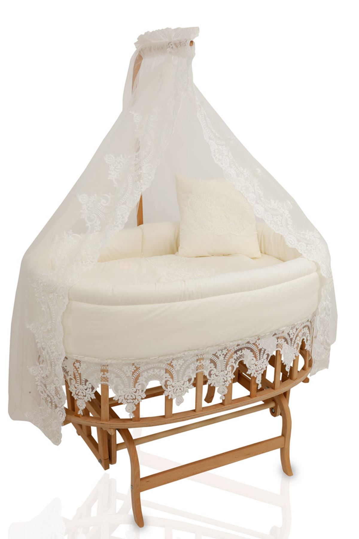 Baby Cot with Guipure Sleeping Set