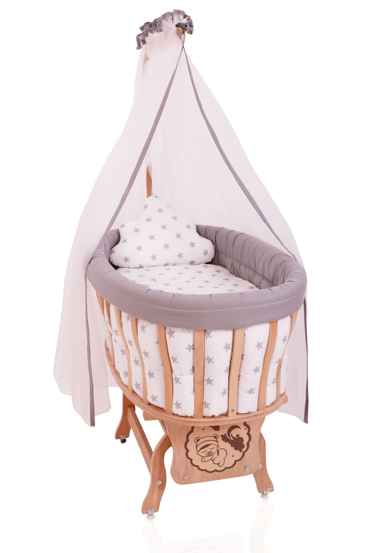 Wooden Baby Crib- Yellow Star Sleeping Set
