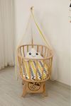 Wooden Basket Cradle Eco Yellow Zigzag Bed