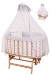 Wooden Baby Cot with Gray Star Sleeping Set