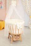 Wooden Baby Crib - Cream French Lacy Sleeping Set 