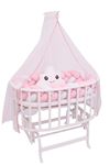 White Basket Cradle with Pink Weave Side Protection