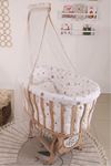 Wooden Baby Crib - Cream French Lacy Sleeping Set 